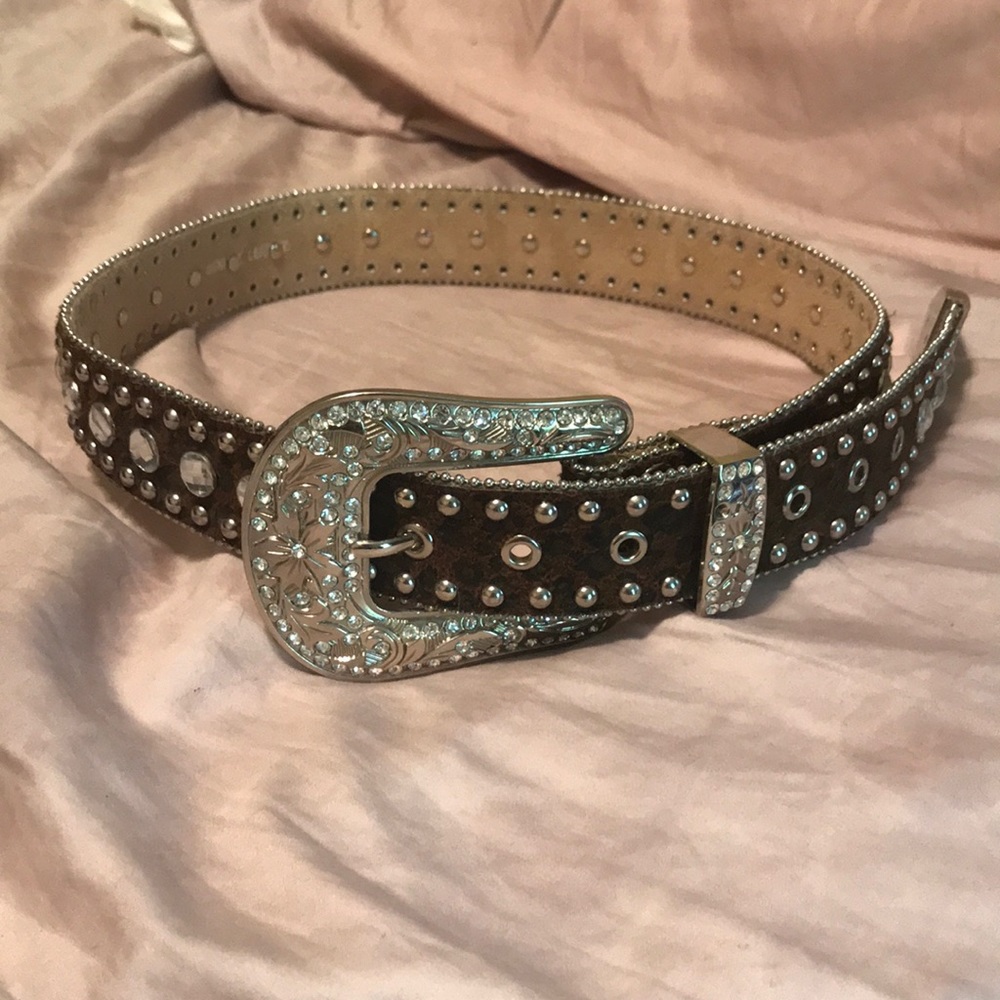 Brown Leopard Bling Belt